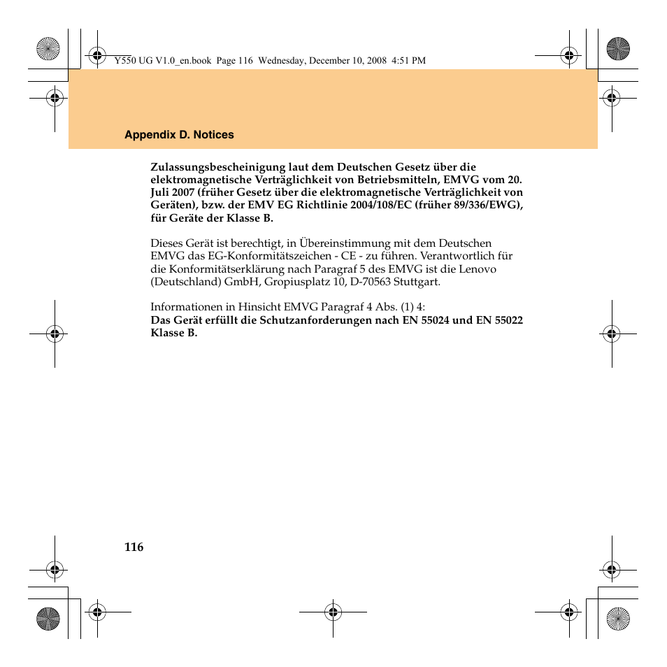 Lenovo IdeaPad Y550 User Manual | Page 124 / 138