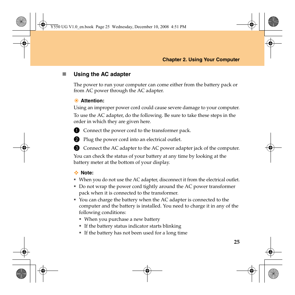 Lenovo IdeaPad Y550 User Manual | Page 33 / 138