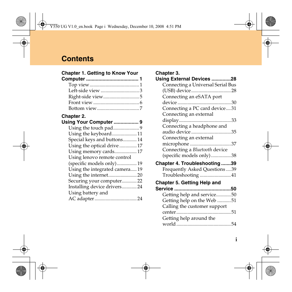 Lenovo IdeaPad Y550 User Manual | Page 7 / 138