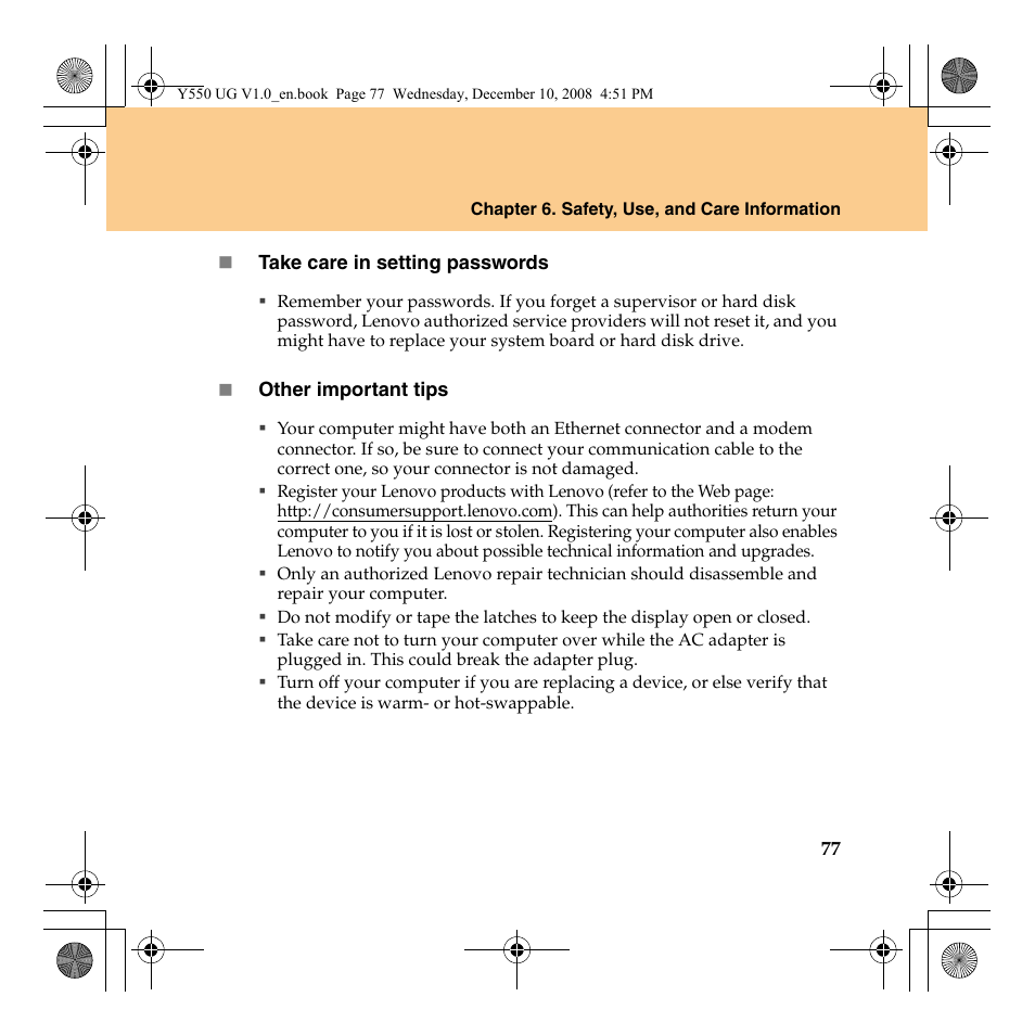 Lenovo IdeaPad Y550 User Manual | Page 85 / 138