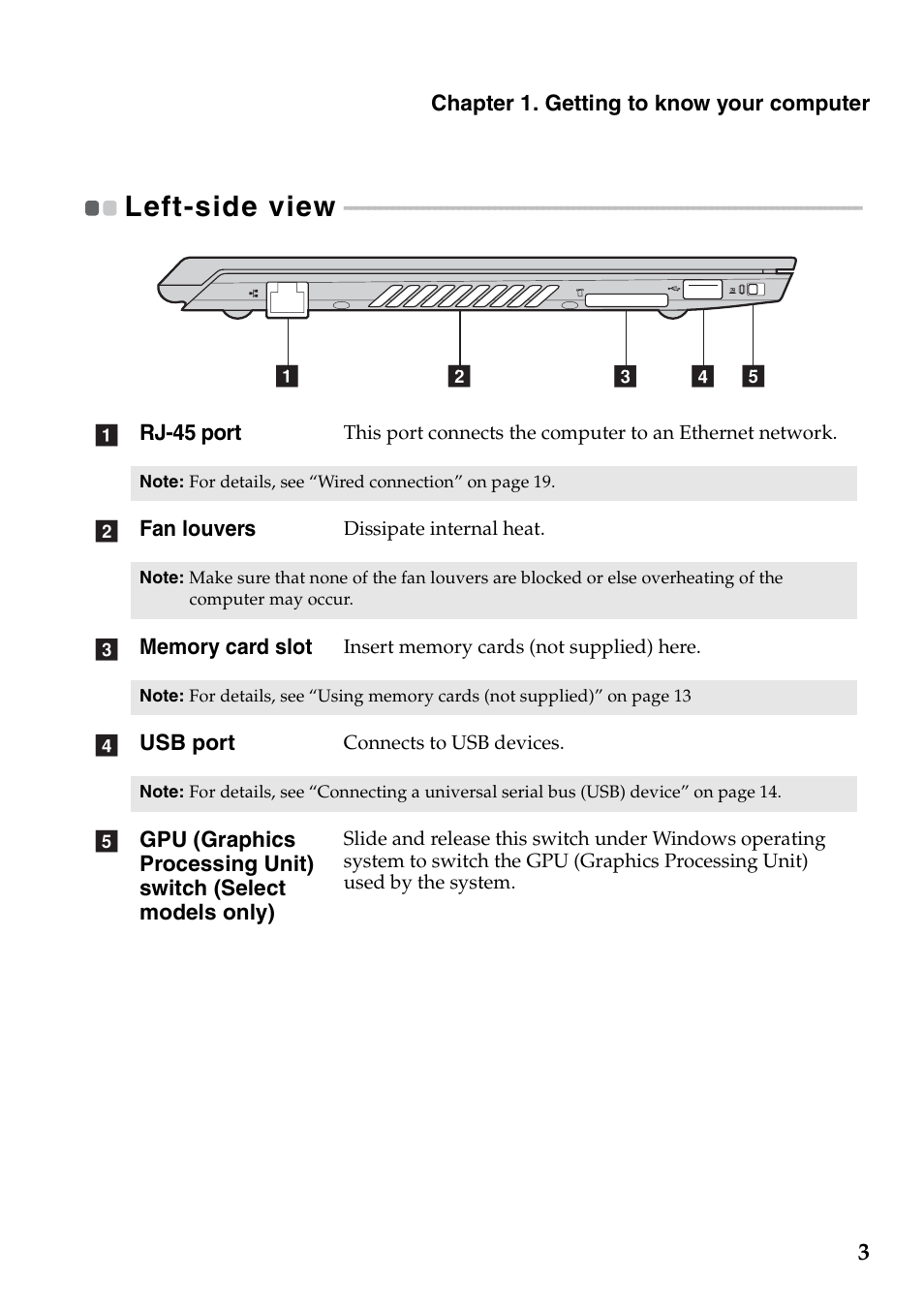 Left-side view | Lenovo IdeaPad V360 User Manual | Page 7 / 58