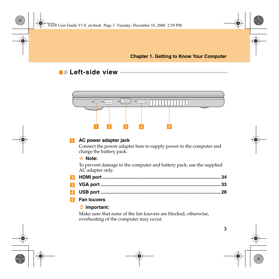 Left-side view | Lenovo IdeaPad Y650 User Manual | Page 11 / 138