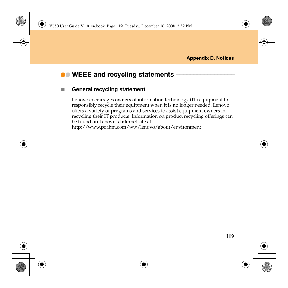 Weee and recycling statements | Lenovo IdeaPad Y650 User Manual | Page 127 / 138