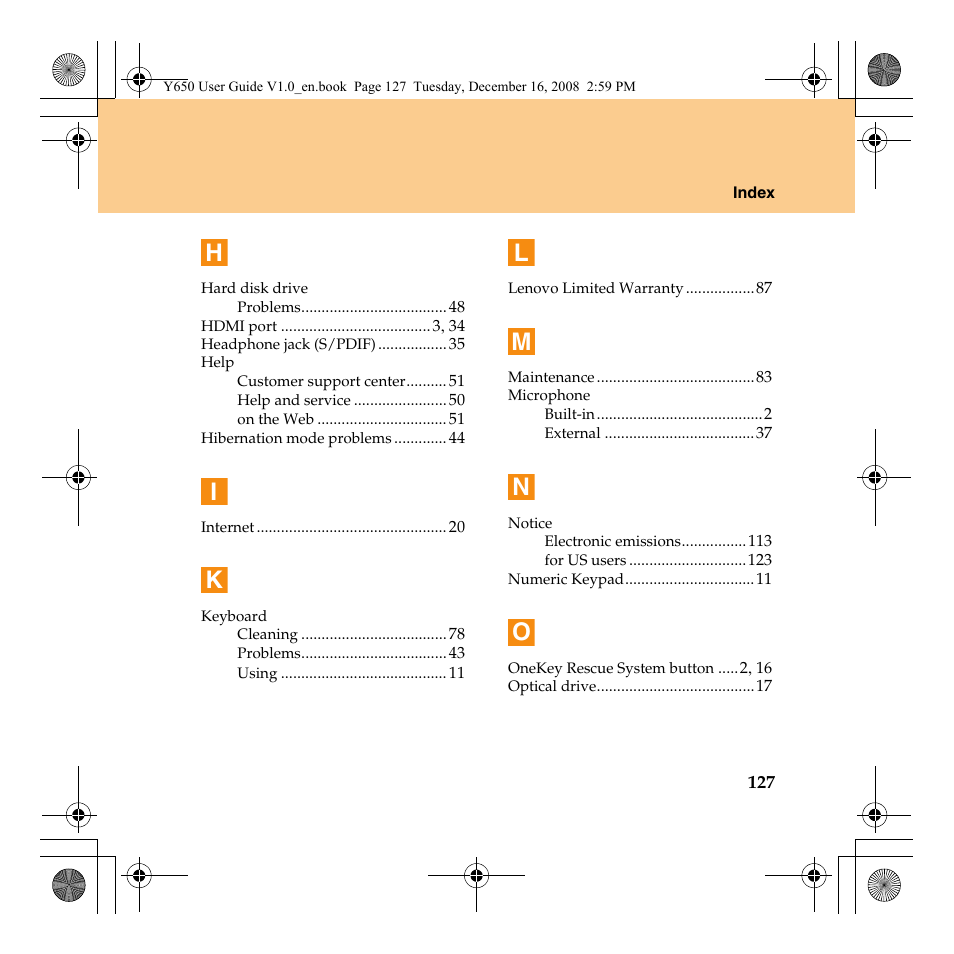 Lenovo IdeaPad Y650 User Manual | Page 135 / 138