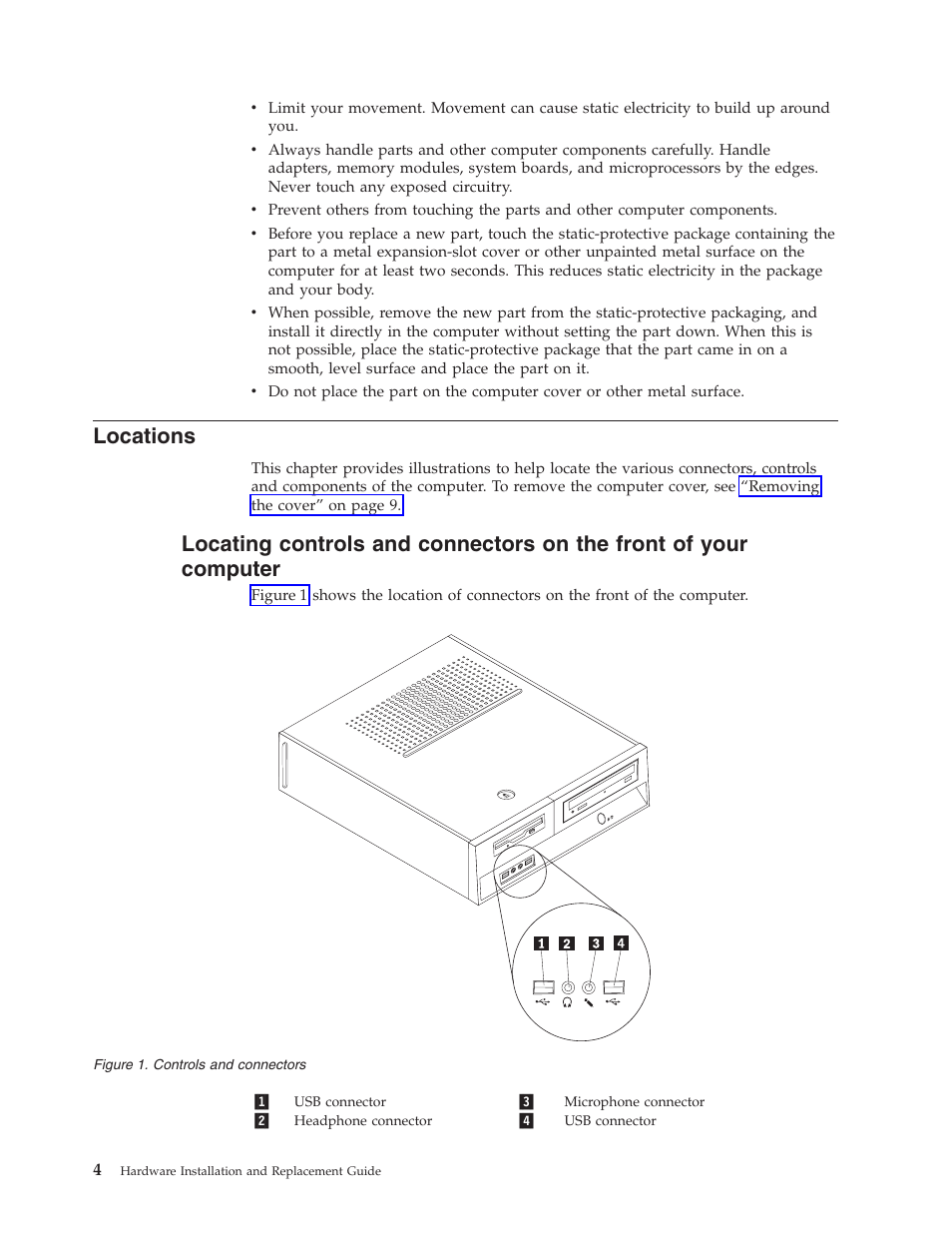 Locations, Locating, Controls | Connectors, Front, Your, Computer | Lenovo ThinkCentre A61 User Manual | Page 12 / 48