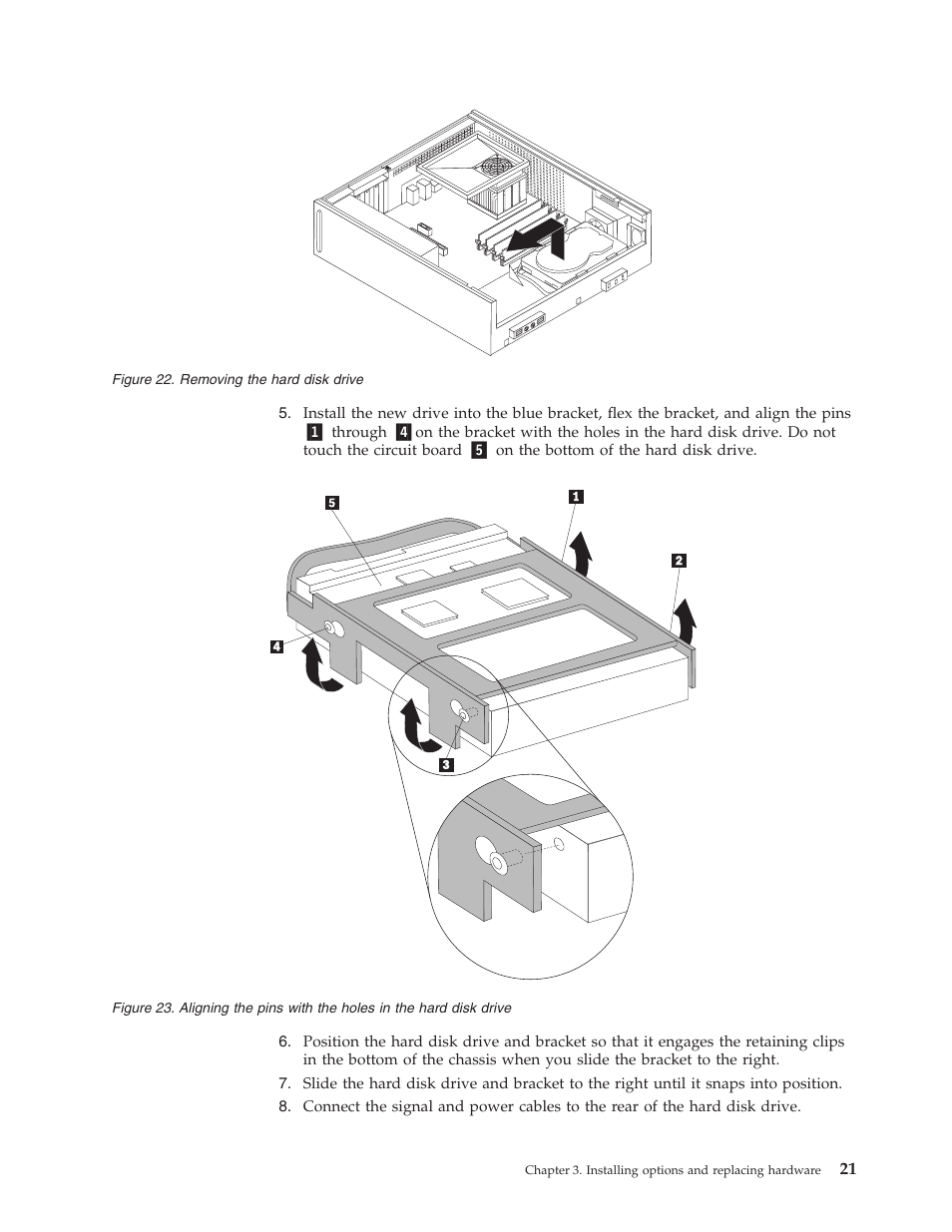 Removing, Hard, Disk | Drive, Aligning, Pins, With, Holes | Lenovo ThinkCentre A61 User Manual | Page 29 / 48