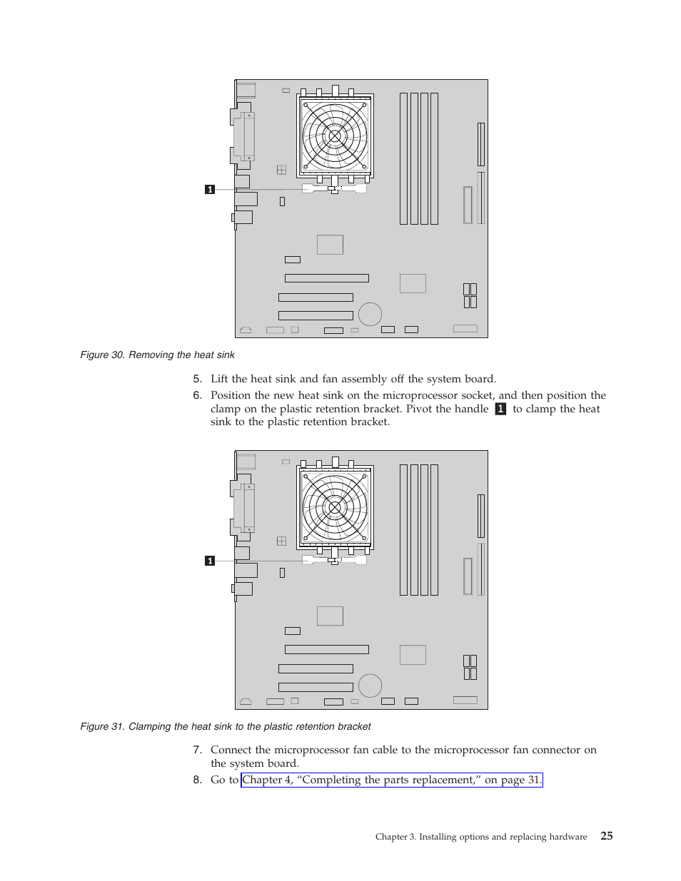 Removing, Heat, Sink | Clamping, Plastic, Retention, Bracket | Lenovo ThinkCentre A61 User Manual | Page 33 / 48