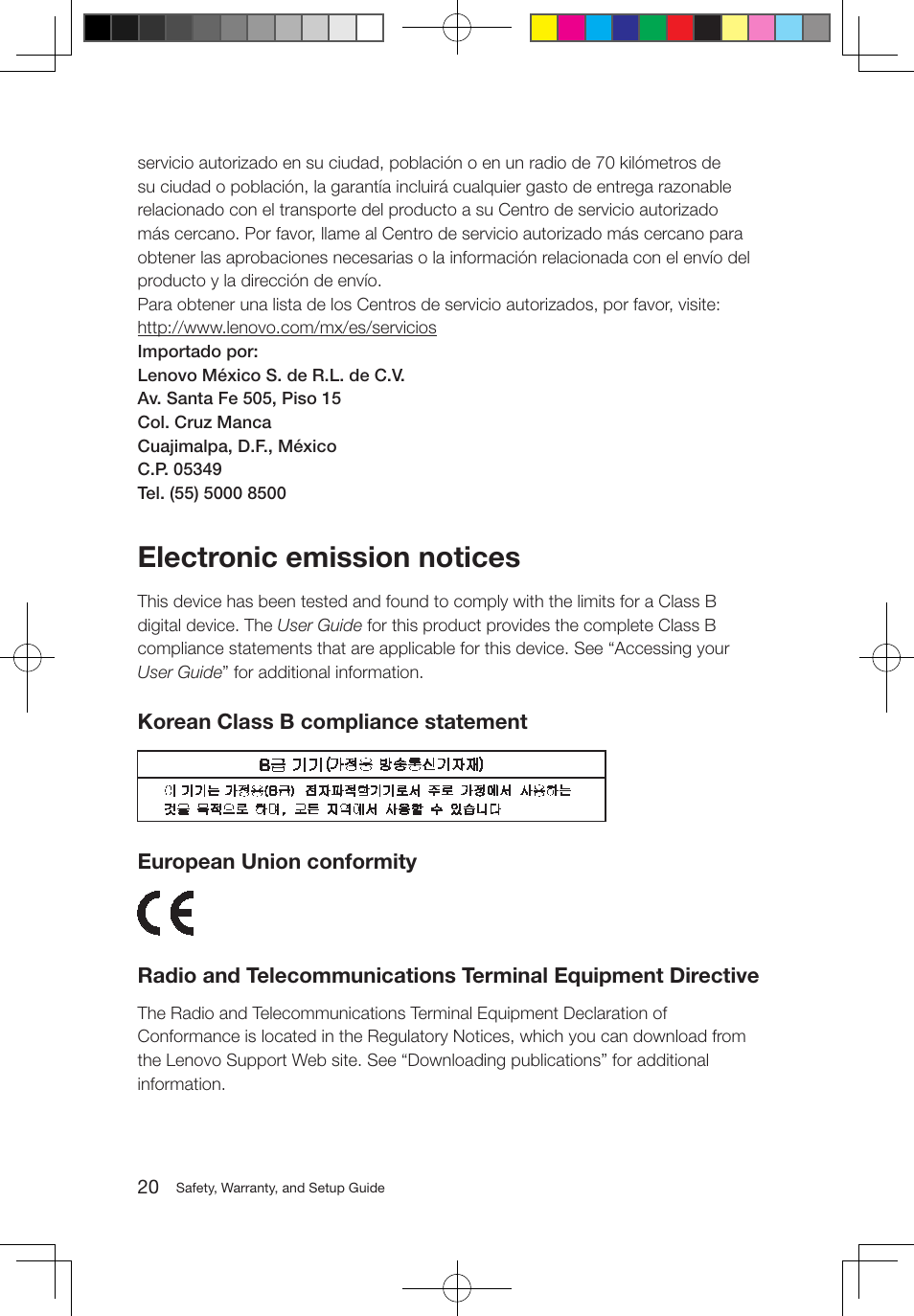 Electronic emission notices | Lenovo S310 All-in-One User Manual | Page 21 / 24