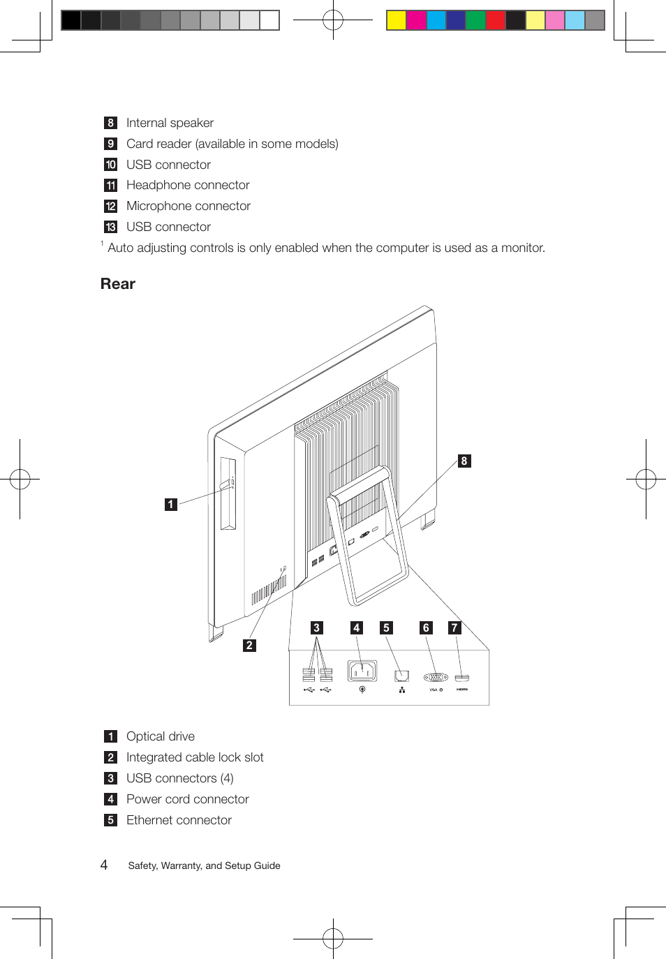 Rear | Lenovo S310 All-in-One User Manual | Page 5 / 24