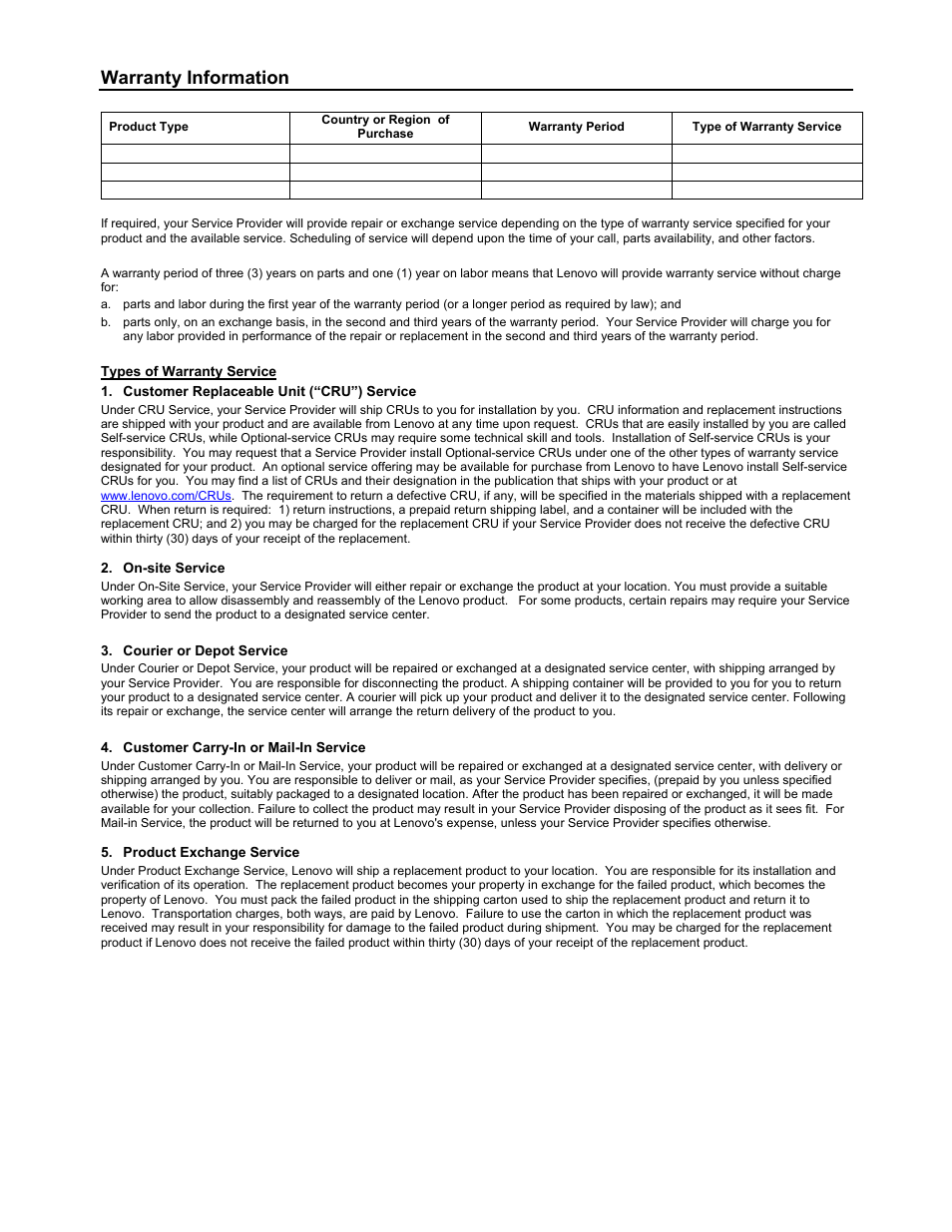 Warranty information | Lenovo ThinkPad SL500 User Manual | Page 3 / 3