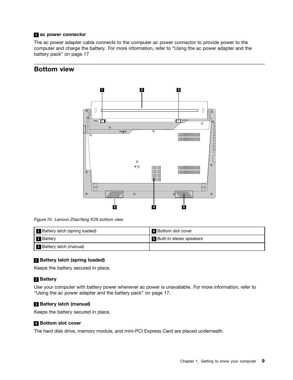 Bottom view | Lenovo K49 Notebook User Manual | Page 23 / 72