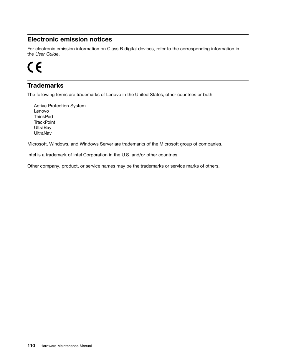 Electronic emission notices, Trademarks | Lenovo ThinkPad X230 Tablet User Manual | Page 116 / 118