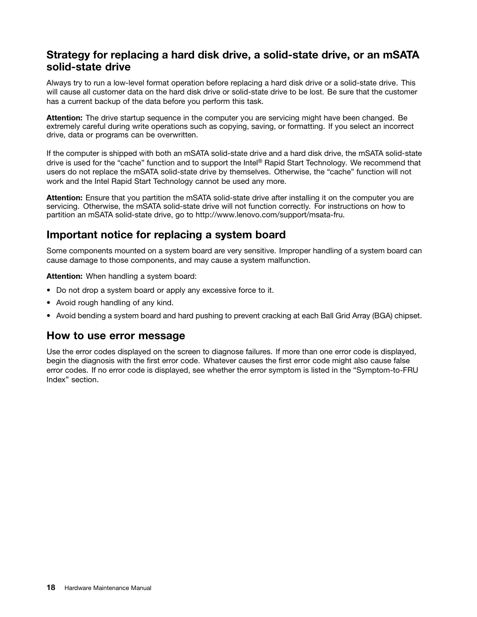 Important notice for replacing a system board, How to use error message | Lenovo ThinkPad X230 Tablet User Manual | Page 24 / 118