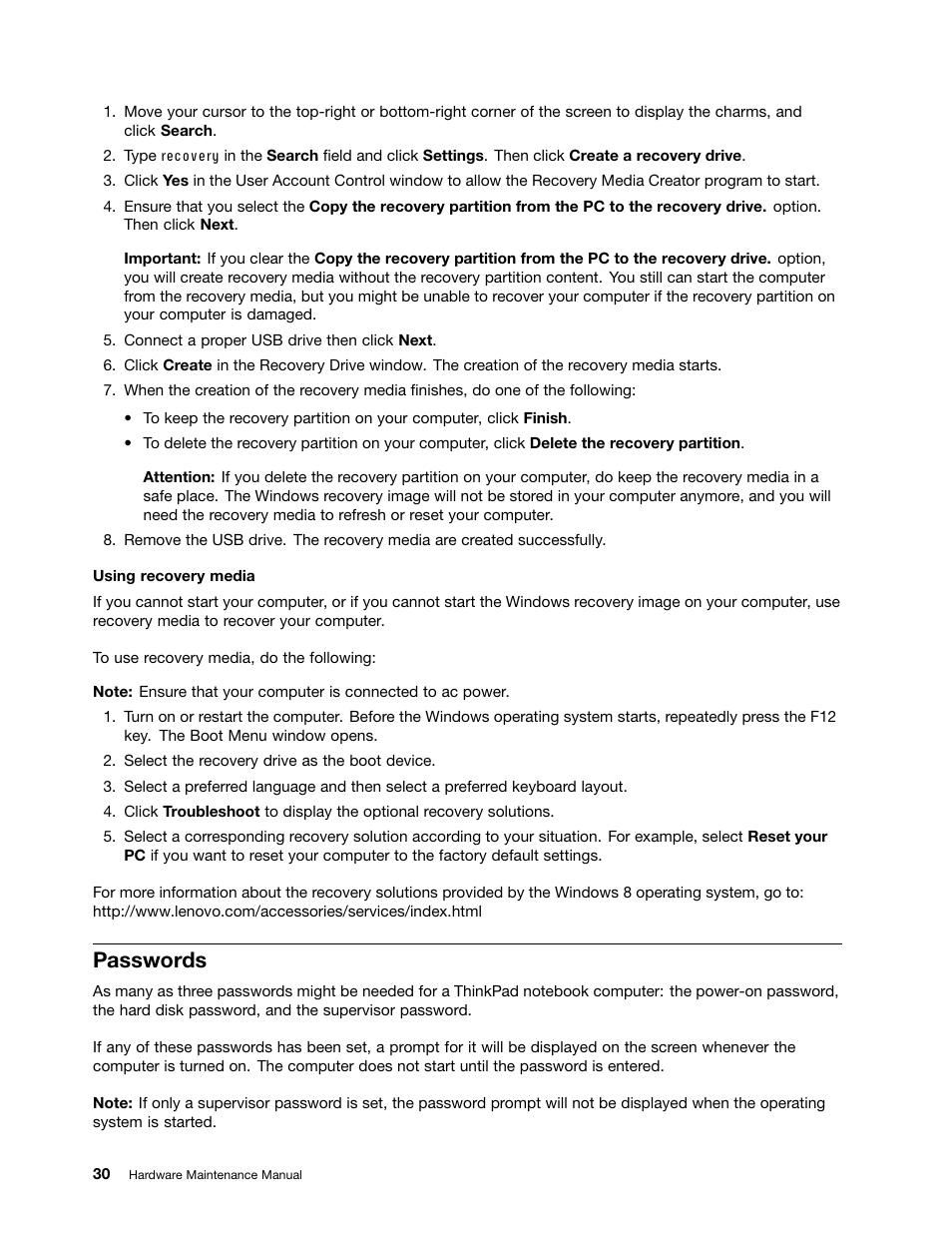 Passwords | Lenovo ThinkPad X230 Tablet User Manual | Page 36 / 118
