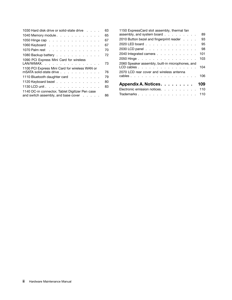 Appendix a. notices | Lenovo ThinkPad X230 Tablet User Manual | Page 4 / 118