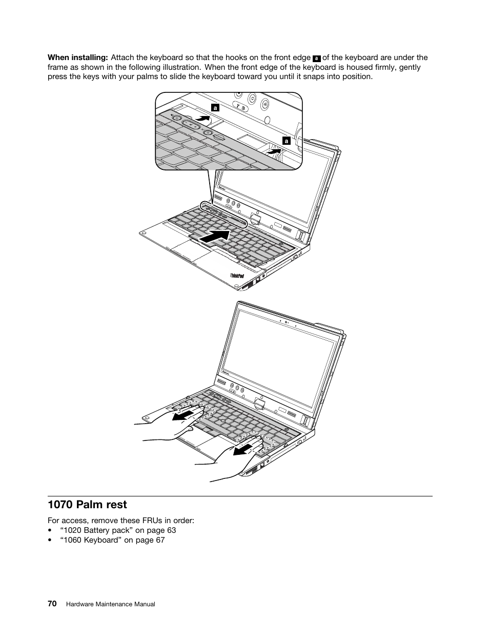 1070 palm rest | Lenovo ThinkPad X230 Tablet User Manual | Page 76 / 118