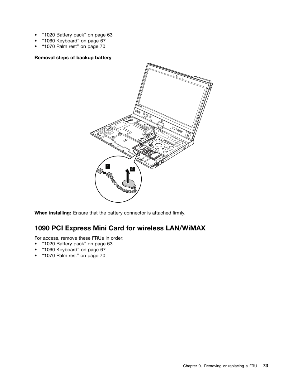 1090 pci express mini card for wireless lan/wimax | Lenovo ThinkPad X230 Tablet User Manual | Page 79 / 118
