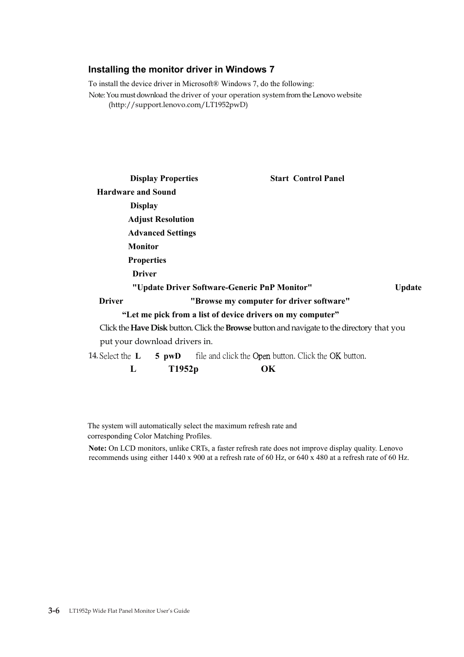 Lenovo ThinkVision LT1952p Wide 19in LCD Monitor User Manual | Page 26 / 38