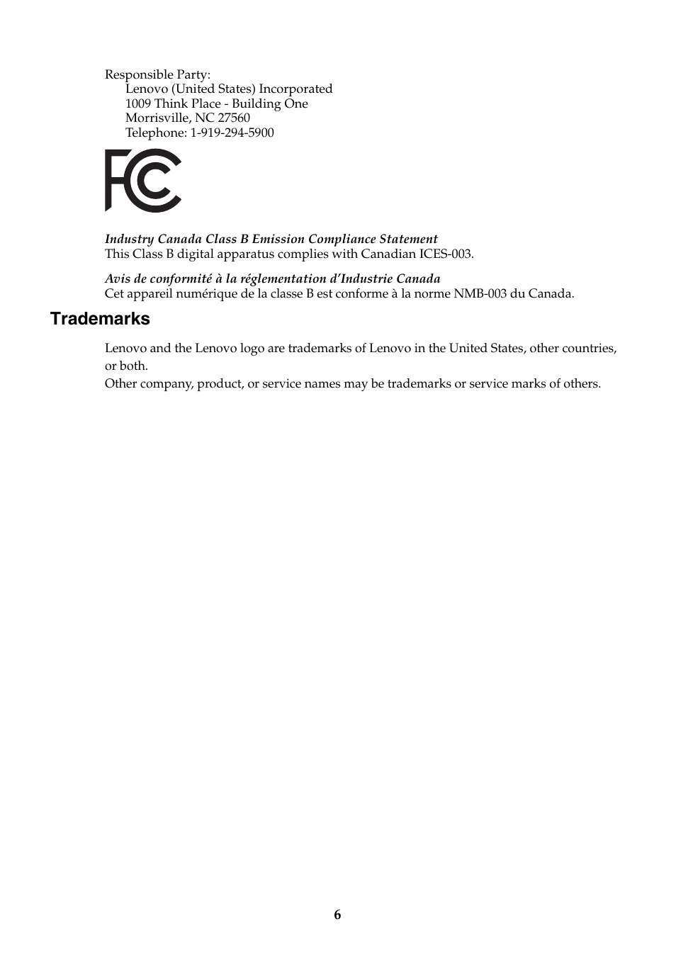 Trademarks | Lenovo IdeaPad Z510 Notebook User Manual | Page 6 / 6