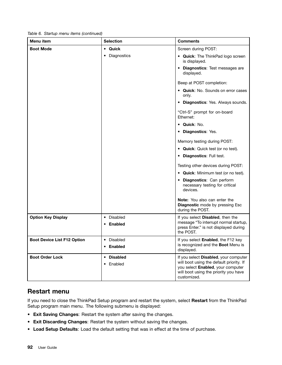 Restart menu | Lenovo ThinkPad X140e User Manual | Page 108 / 156