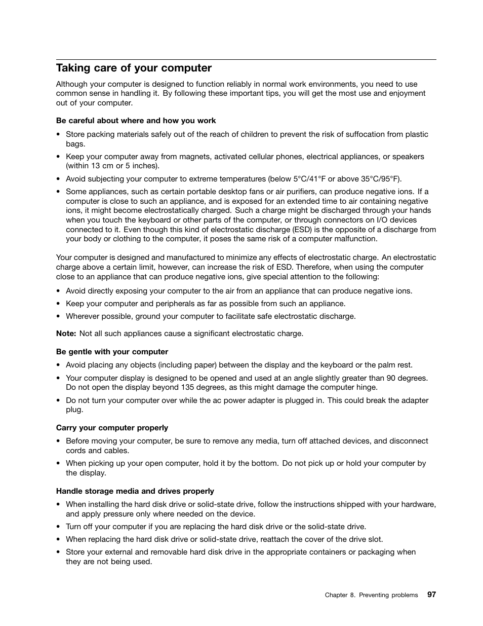 Taking care of your computer | Lenovo ThinkPad X140e User Manual | Page 113 / 156