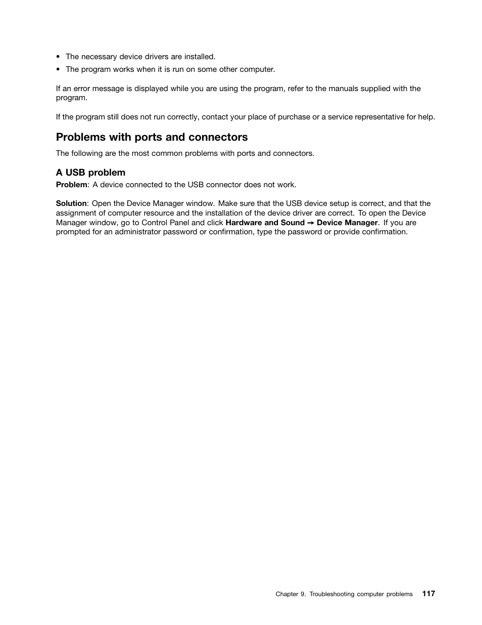 Problems with ports and connectors | Lenovo ThinkPad X140e User Manual | Page 133 / 156