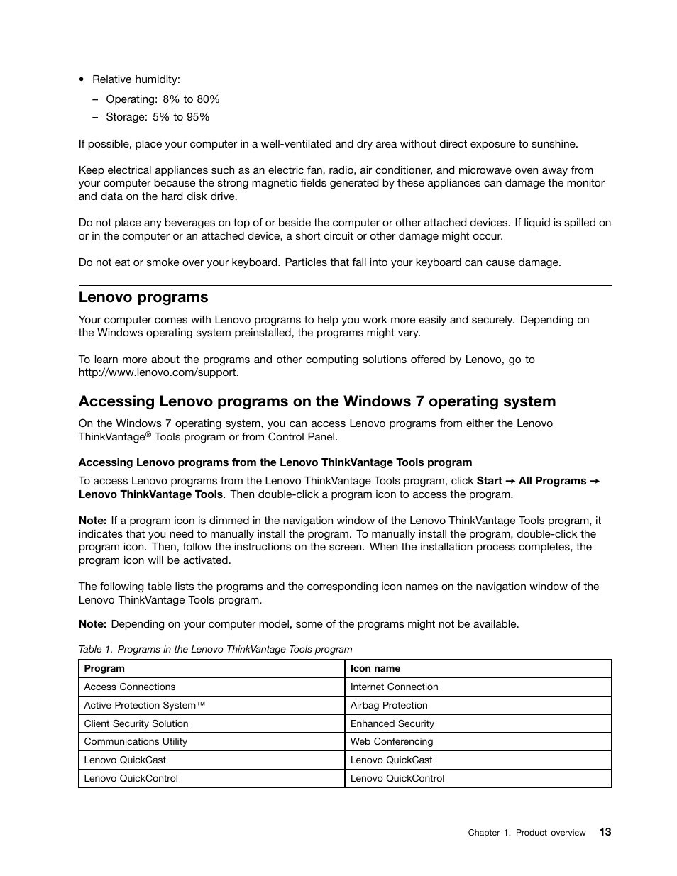 Lenovo programs | Lenovo ThinkPad X140e User Manual | Page 29 / 156