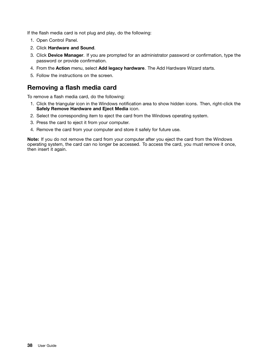 Removing a flash media card | Lenovo ThinkPad X140e User Manual | Page 54 / 156