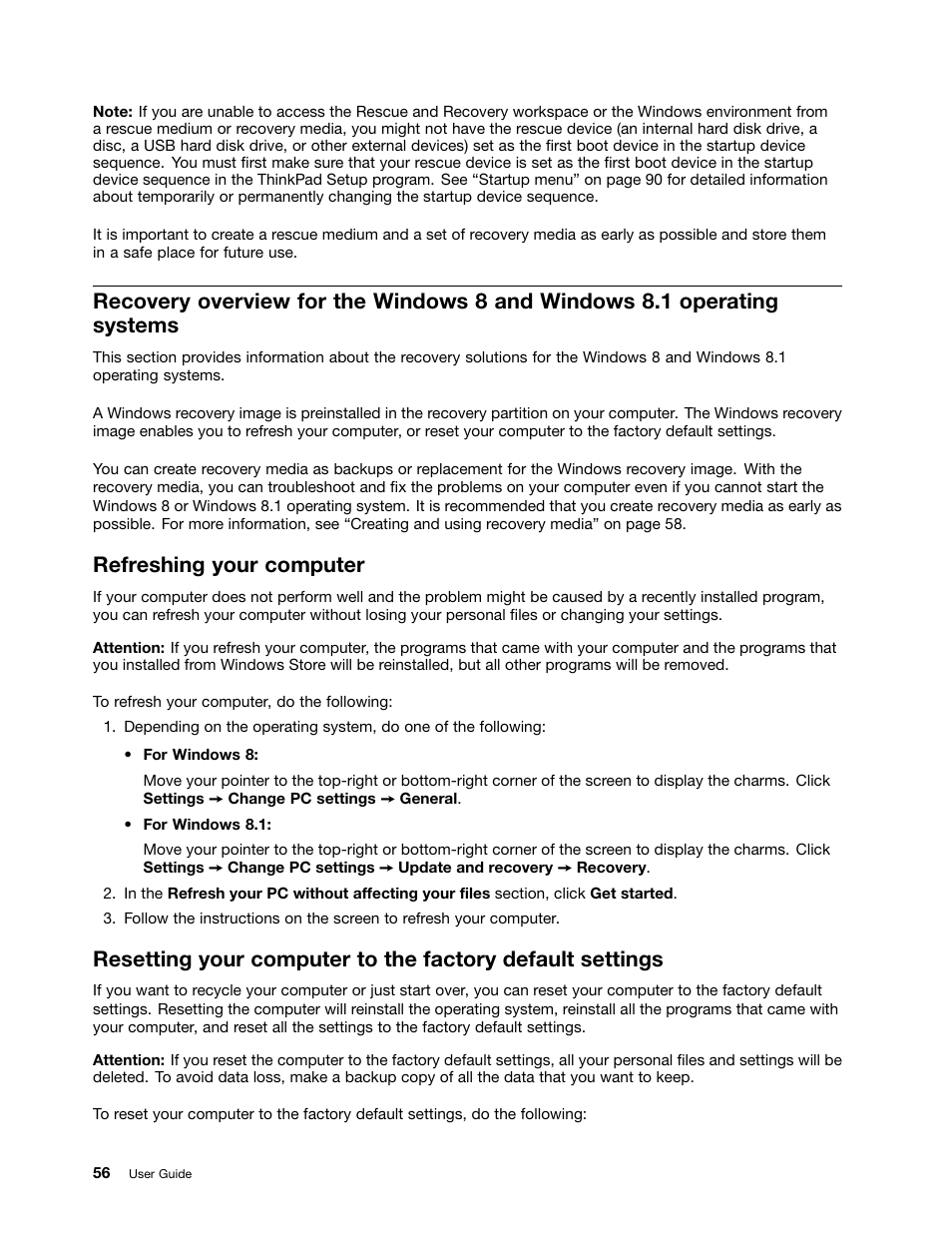 Refreshing your computer | Lenovo ThinkPad X140e User Manual | Page 72 / 156