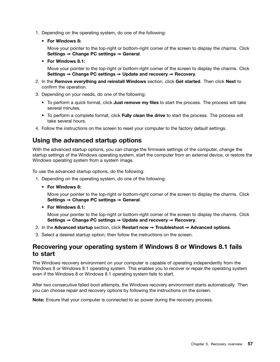 Using the advanced startup options | Lenovo ThinkPad X140e User Manual | Page 73 / 156