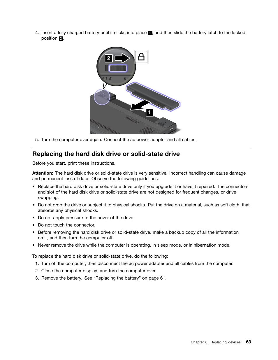 Replacing the hard disk drive or solid-state drive | Lenovo ThinkPad X140e User Manual | Page 79 / 156
