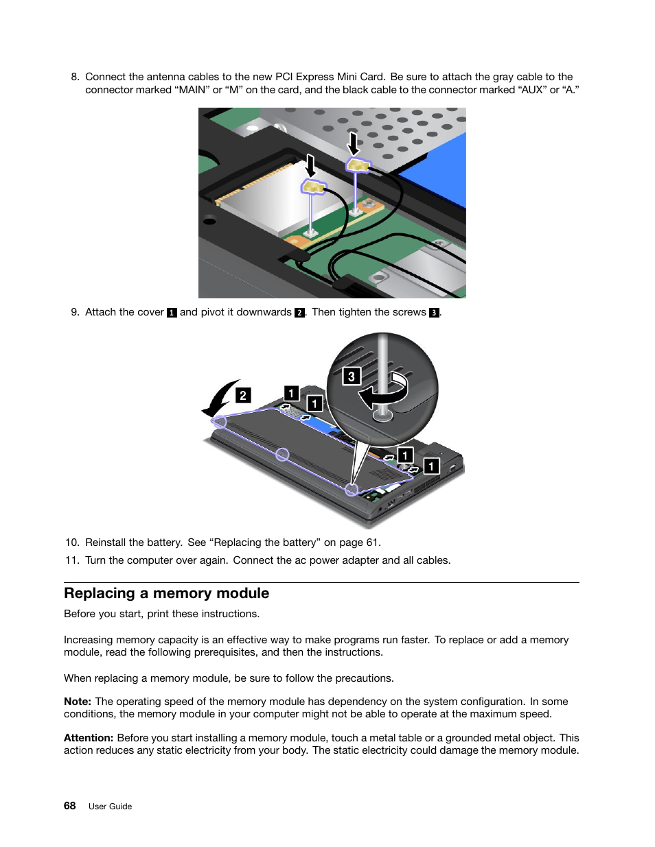 Replacing a memory module | Lenovo ThinkPad X140e User Manual | Page 84 / 156