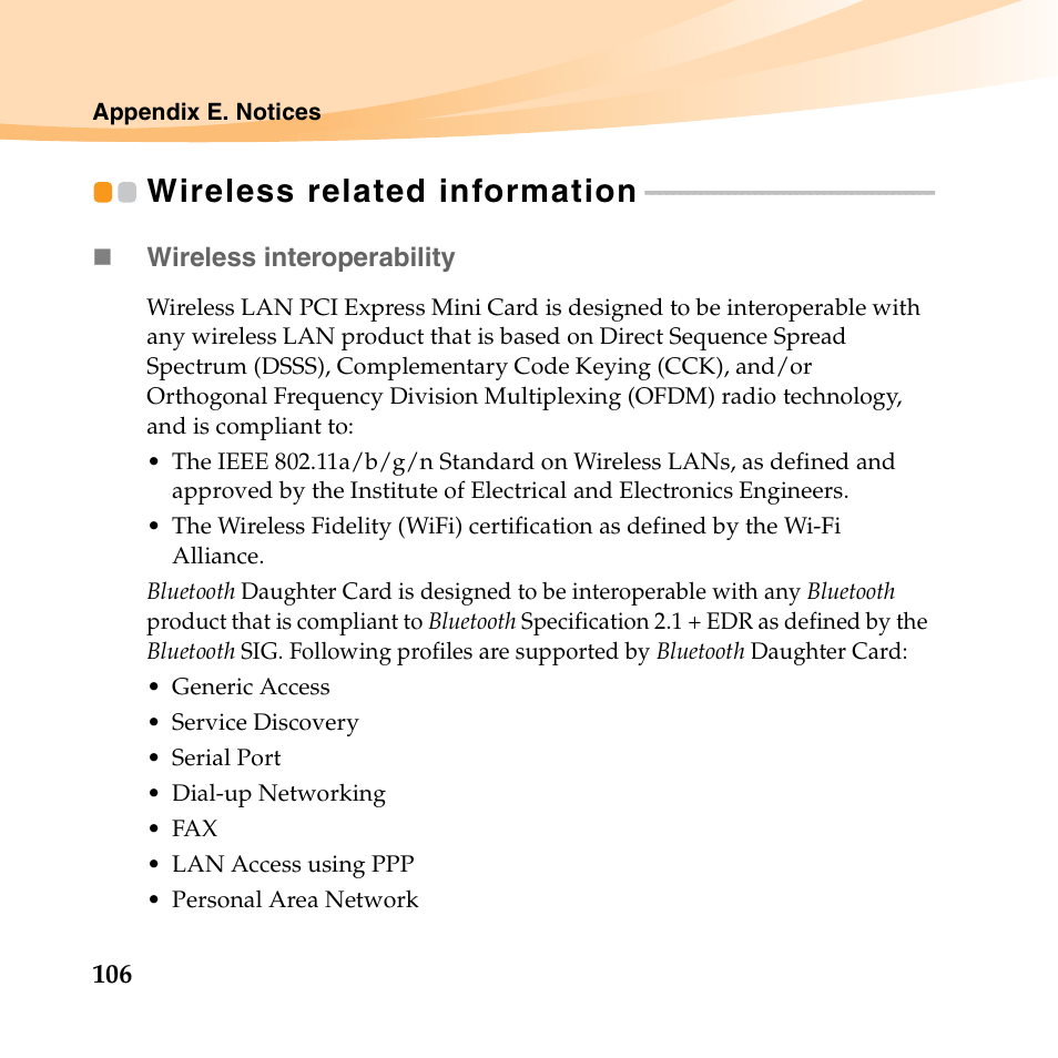 Wireless related information | Lenovo IdeaPad U550 User Manual | Page 120 / 144