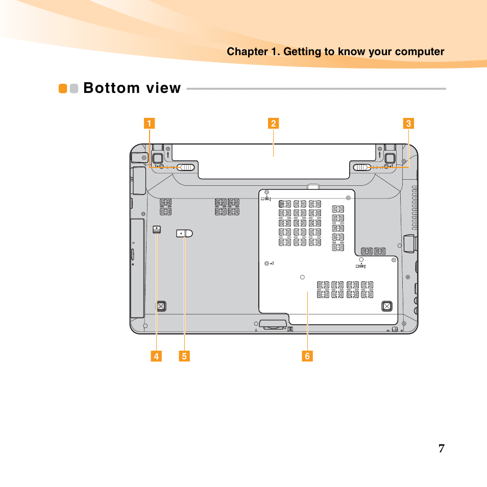 Bottom view | Lenovo IdeaPad U550 User Manual | Page 21 / 144