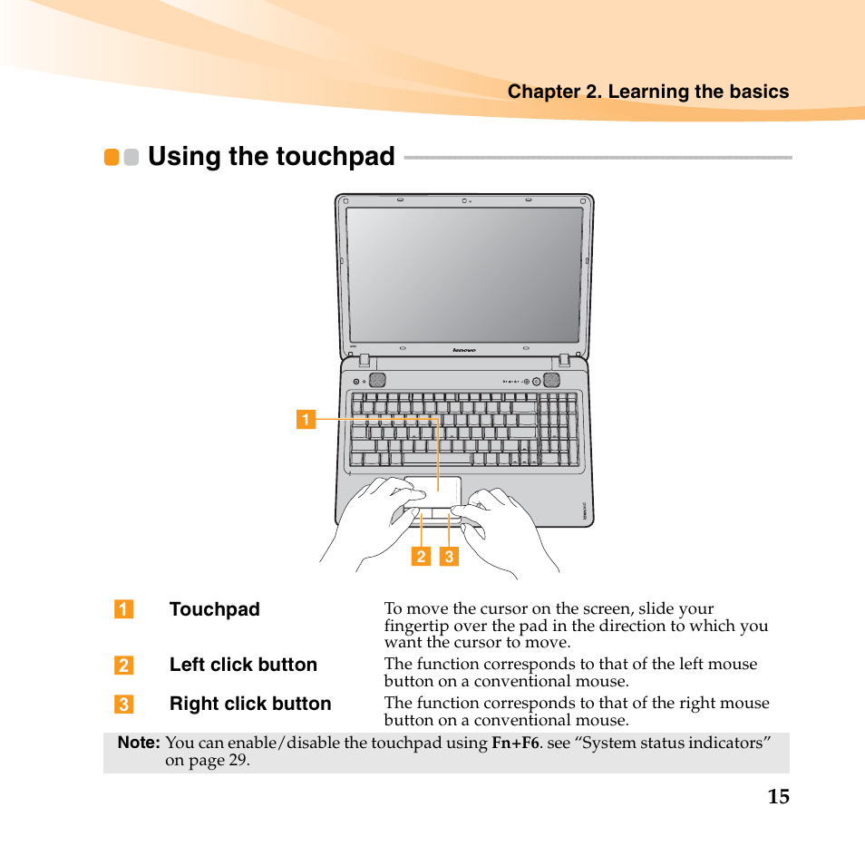 Using the touchpad | Lenovo IdeaPad U550 User Manual | Page 29 / 144