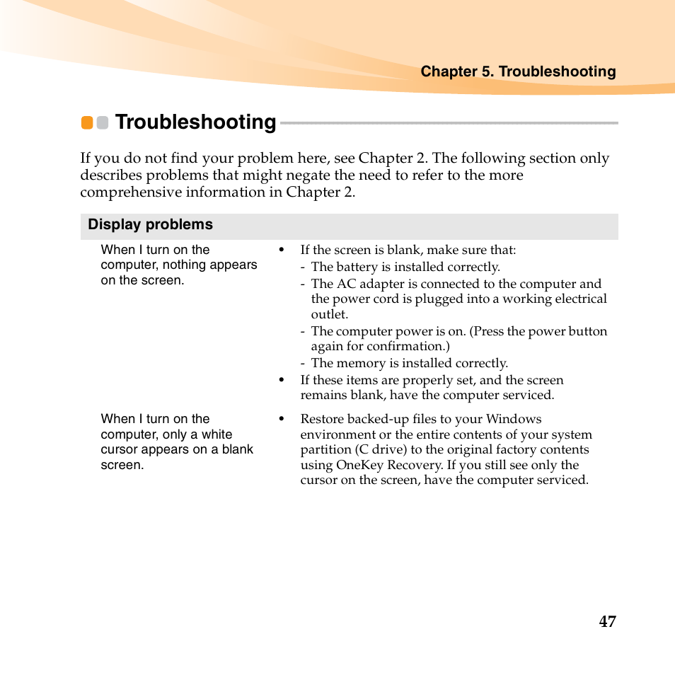 Troubleshooting | Lenovo IdeaPad U550 User Manual | Page 61 / 144