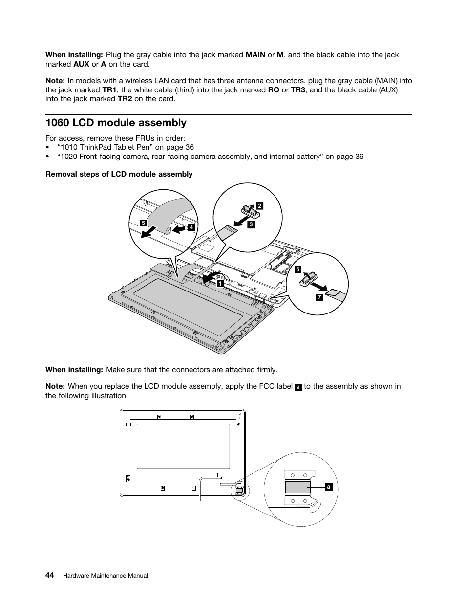 1060 lcd module assembly | Lenovo ThinkPad Tablet User Manual | Page 50 / 72
