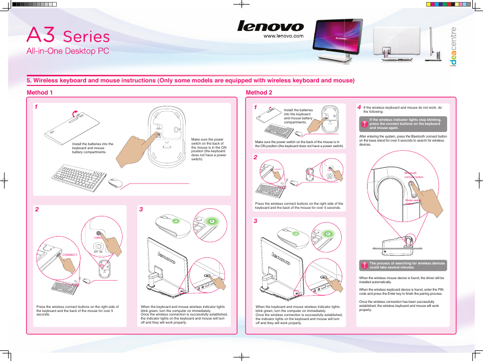 Connect laser off on | Lenovo IdeaCentre A300 User Manual | Page 2 / 2