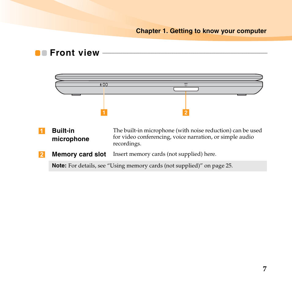 Front view | Lenovo IdeaPad S10-3t User Manual | Page 21 / 150