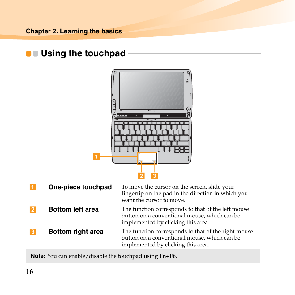 Using the touchpad | Lenovo IdeaPad S10-3t User Manual | Page 30 / 150