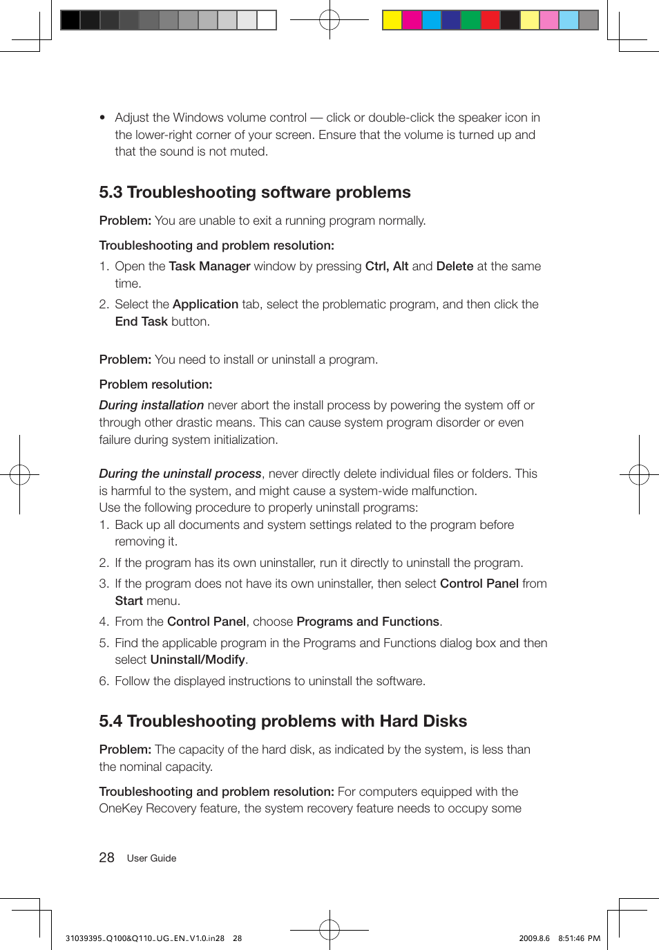 3 troubleshooting software problems, 4 troubleshooting problems with hard disks | Lenovo IdeaCentre Q110 User Manual | Page 33 / 35