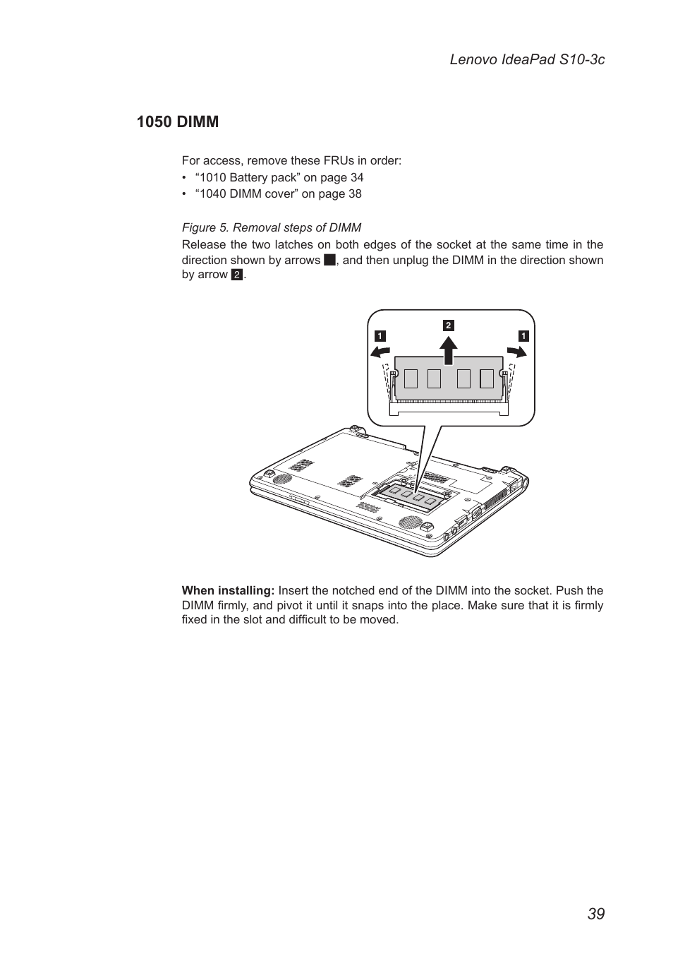 1050 dimm | Lenovo IdeaPad S10-3c User Manual | Page 43 / 88