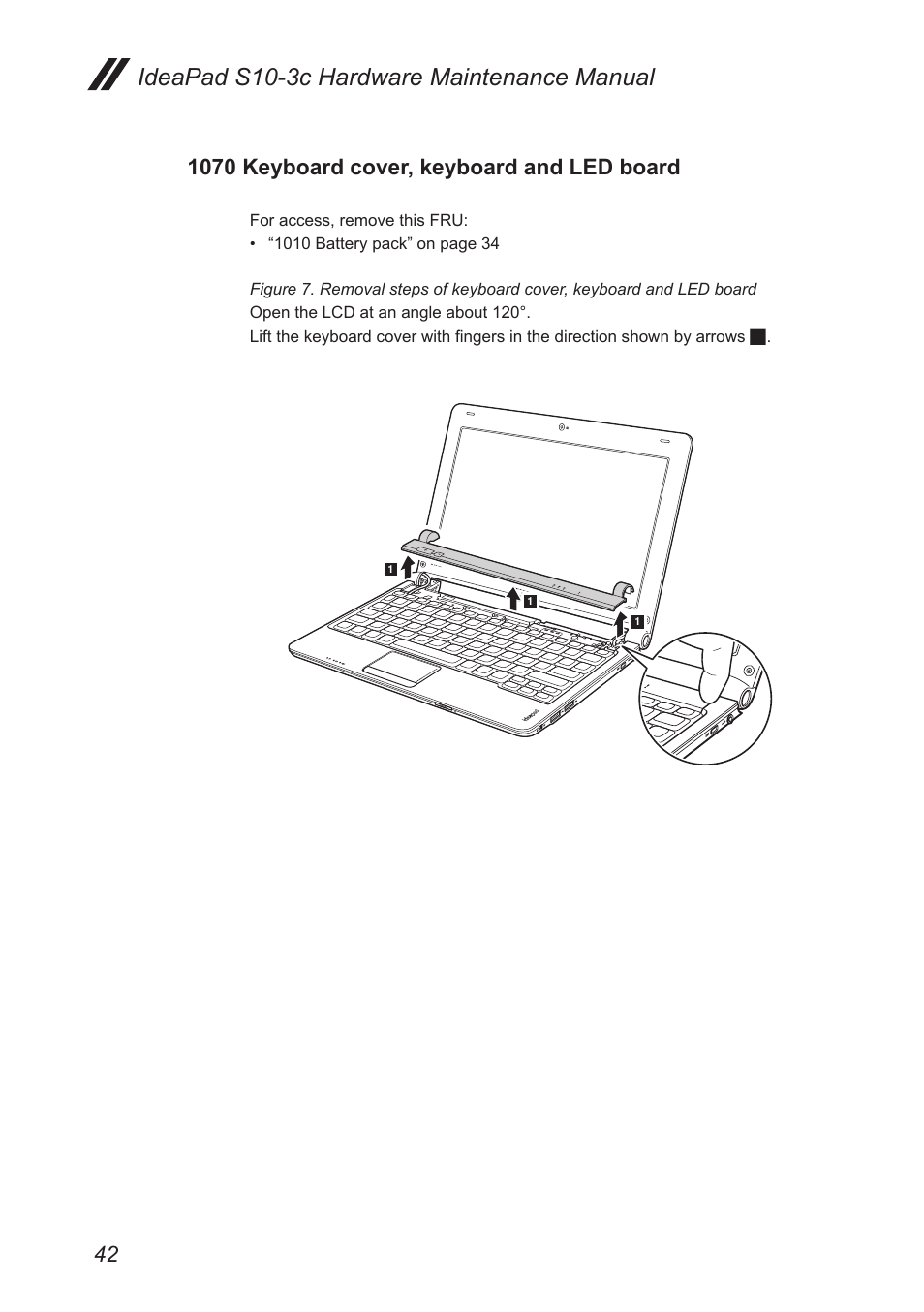 1070 keyboard cover, keyboard and led board, 1070 keyboard cover, keyboard and, Led board | Ideapad s10-3c hardware maintenance manual | Lenovo IdeaPad S10-3c User Manual | Page 46 / 88