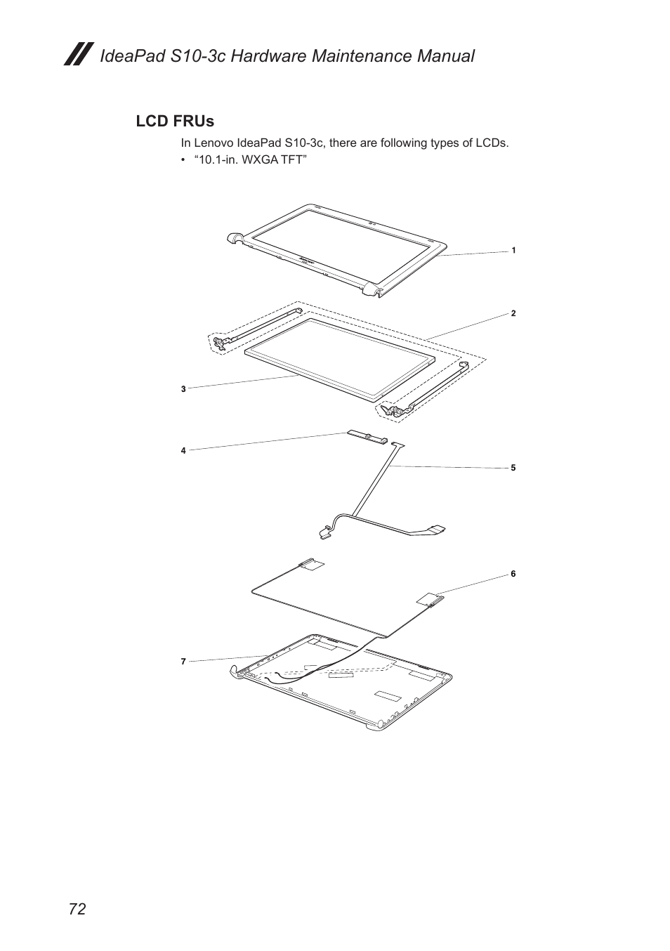 Lcd frus, Ideapad s10-3c hardware maintenance manual | Lenovo IdeaPad S10-3c User Manual | Page 76 / 88