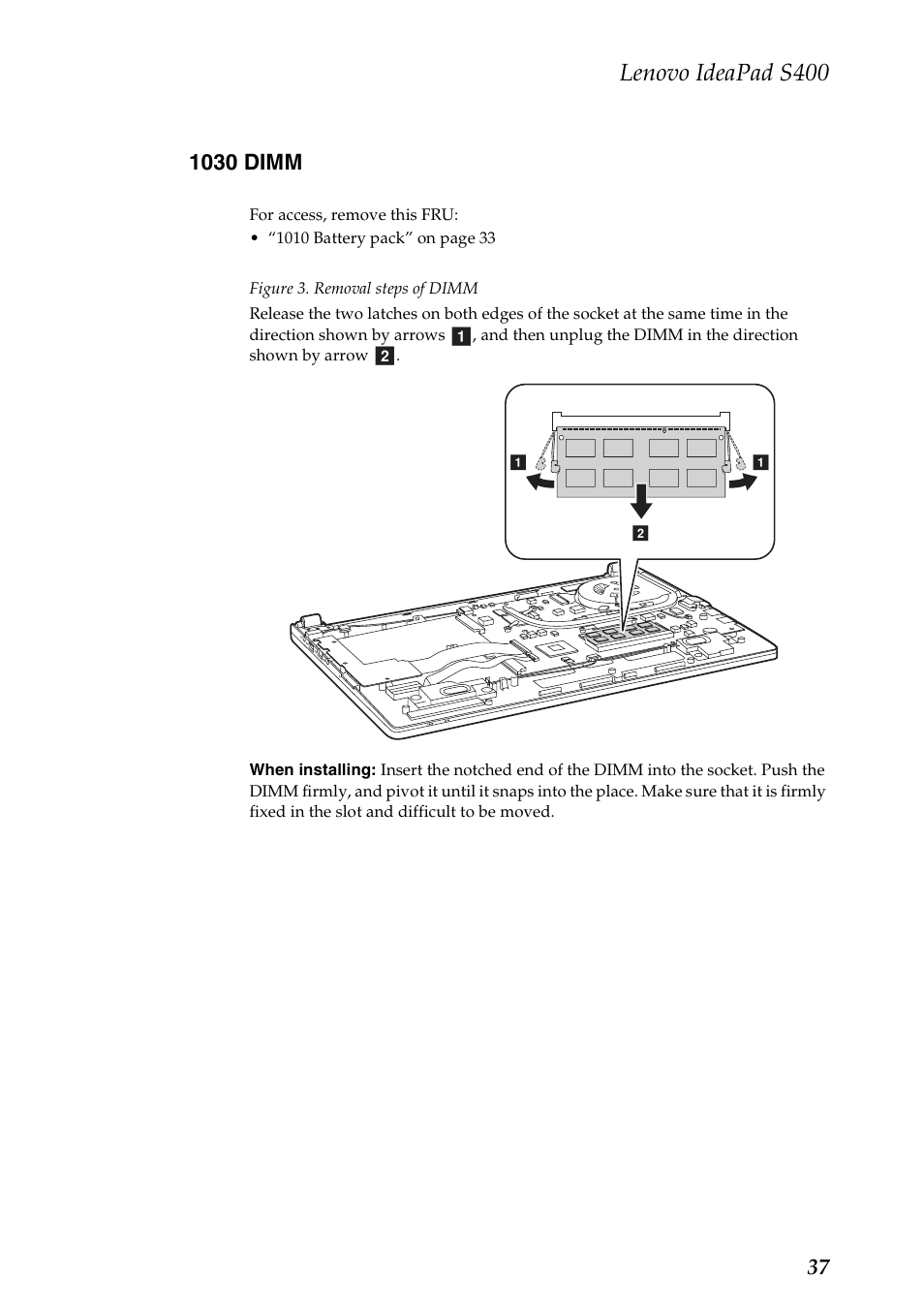 1030 dimm, Lenovo ideapad s400 | Lenovo IdeaPad S400u Notebook User Manual | Page 41 / 83