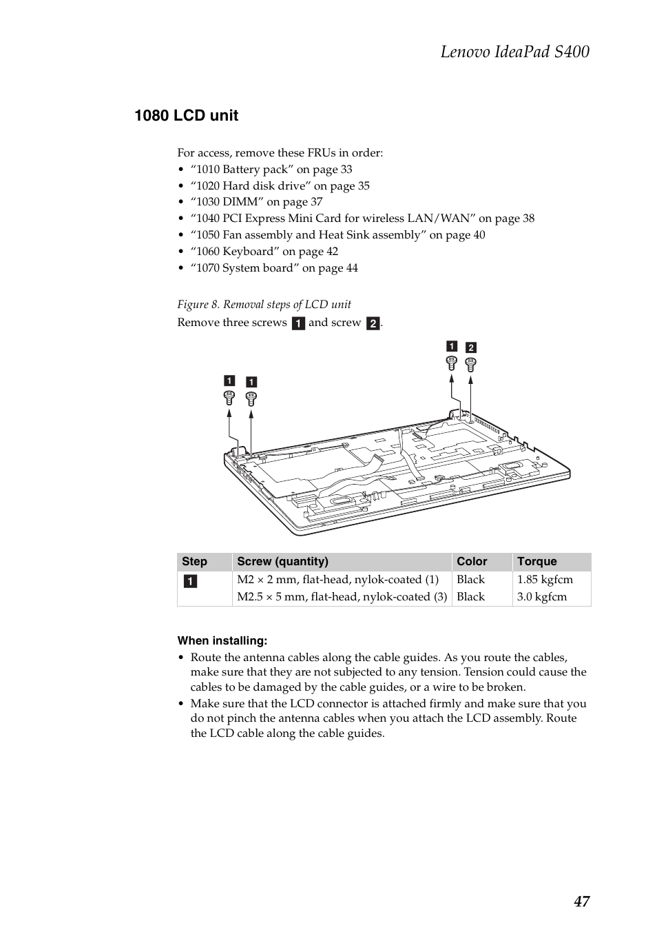 1080 lcd unit, Lenovo ideapad s400 | Lenovo IdeaPad S400u Notebook User Manual | Page 51 / 83