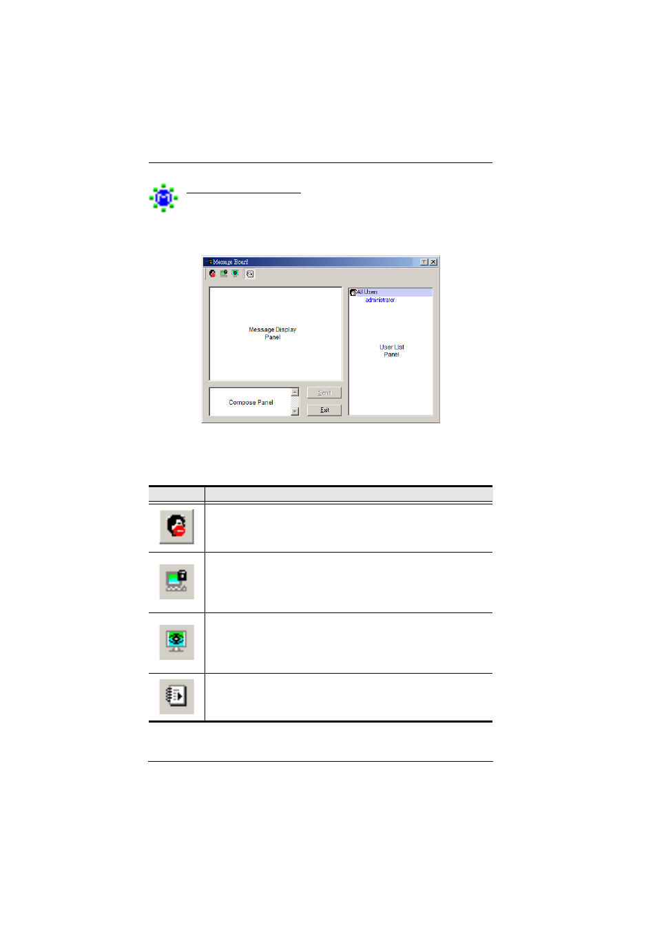 The message board, The button bar | ATEN ALTUSCN KH1516I User Manual | Page 108 / 172