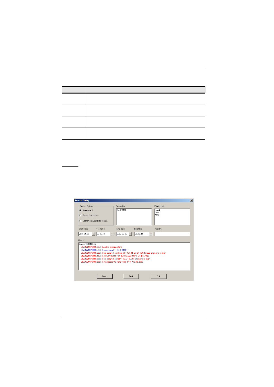 Events, Search | ATEN ALTUSCN KH1516I User Manual | Page 132 / 172