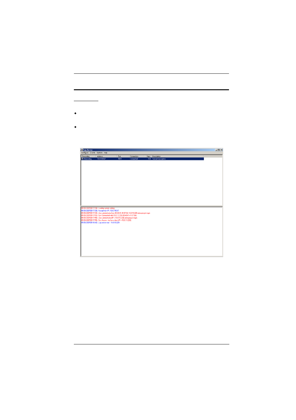 The log server main screen, Overview, Le (see overview | ATEN ALTUSCN KH1516I User Manual | Page 135 / 172