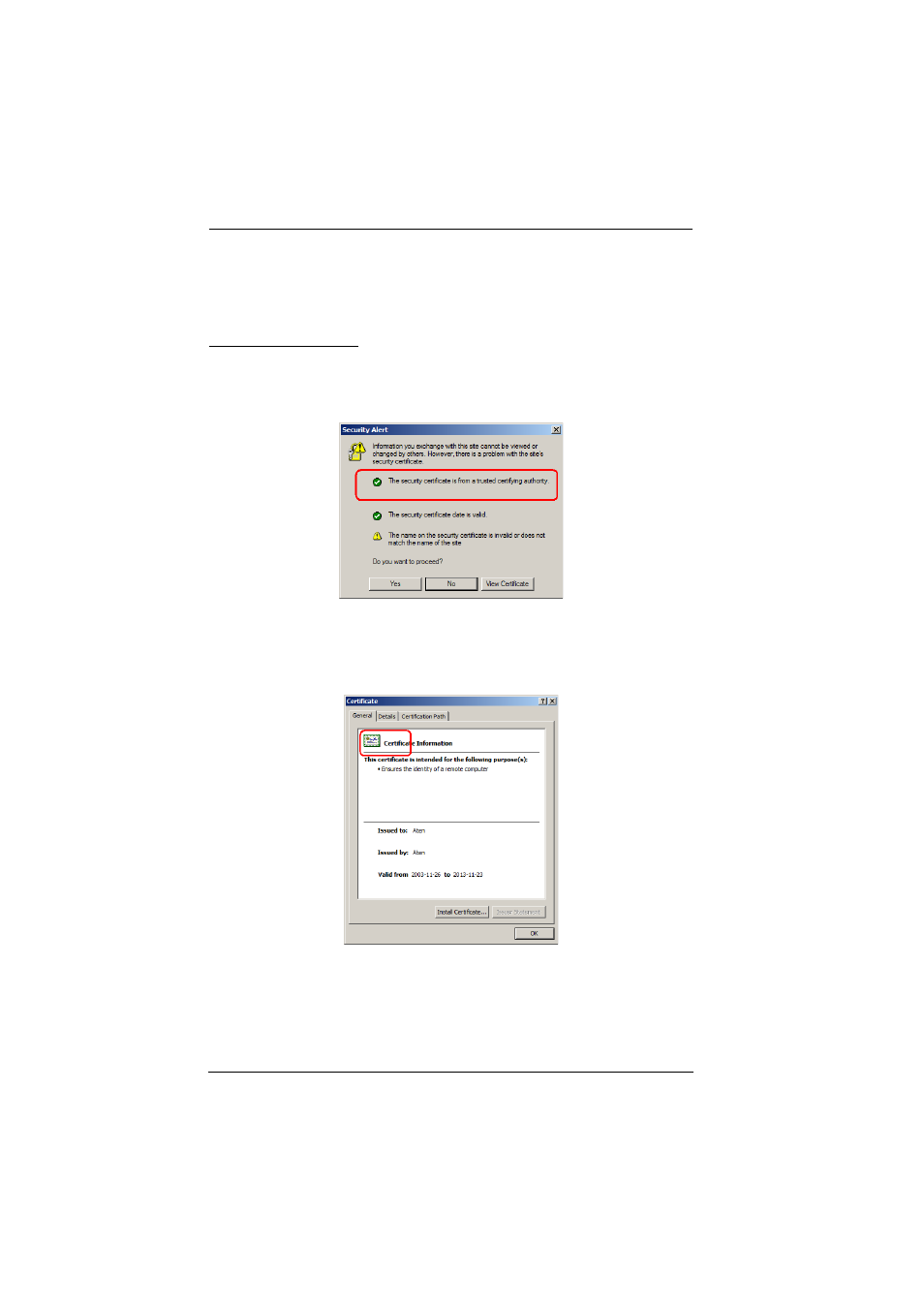 Certificate trusted | ATEN ALTUSCN KH1516I User Manual | Page 162 / 172